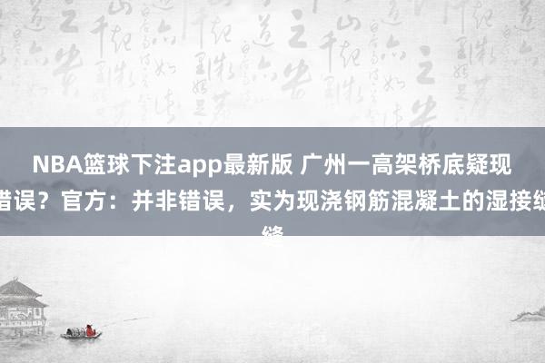 NBA篮球下注app最新版 广州一高架桥底疑现错误？官方：并非错误，实为现浇钢筋混凝土的湿接缝