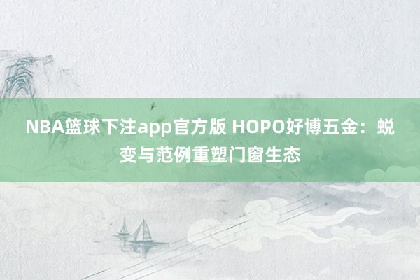 NBA篮球下注app官方版 HOPO好博五金：蜕变与范例重塑门窗生态