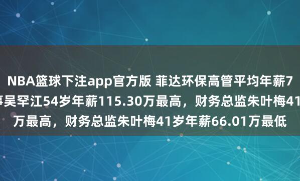 NBA篮球下注app官方版 菲达环保高管平均年薪77.18万：非独处董事吴罕江54岁年薪115.30万最高，财务总监朱叶梅41岁年薪66.01万最低