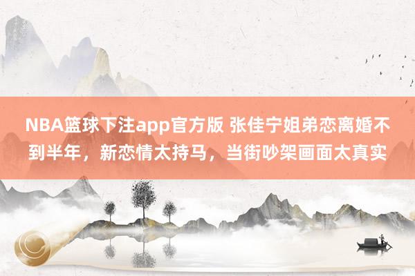 NBA篮球下注app官方版 张佳宁姐弟恋离婚不到半年，新恋情太持马，当街吵架画面太真实