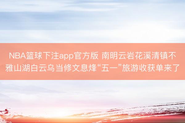 NBA篮球下注app官方版 南明云岩花溪清镇不雅山湖白云乌当修文息烽“五一”旅游收获单来了