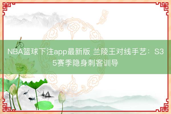 NBA篮球下注app最新版 兰陵王对线手艺：S35赛季隐身刺客训导