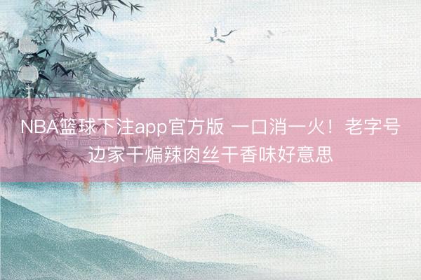 NBA篮球下注app官方版 一口消一火！老字号边家干煸辣肉丝干香味好意思