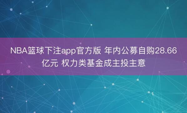 NBA篮球下注app官方版 年内公募自购28.66亿元 权力类基金成主投主意