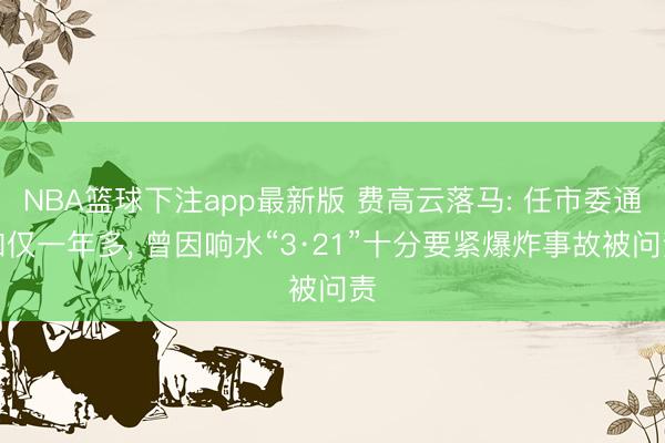 NBA篮球下注app最新版 费高云落马: 任市委通知仅一年多， 曾因响水“3·21”十分要紧爆炸事故被问责