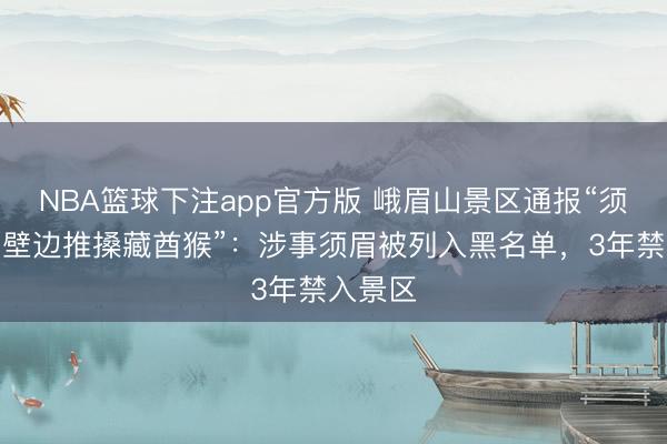 NBA篮球下注app官方版 峨眉山景区通报“须眉在峭壁边推搡藏酋猴”：涉事须眉被列入黑名单，3年禁入景区